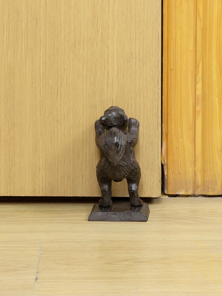 Negru În Picioare Veveriță Fonta Usa Opri European Vintage Handmade Din Metal Veveriță Animal Sculptura Solid Veveriță Figurine 0