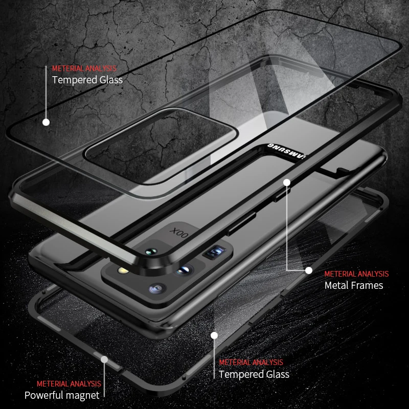 NOI Confidențialitate Magnetice Caz Pentru Samsung Galaxy Nota 20, Ultra Plus S20 S20 Magnet Metal Partea Dublu Capac Sticla 360 Caz 0