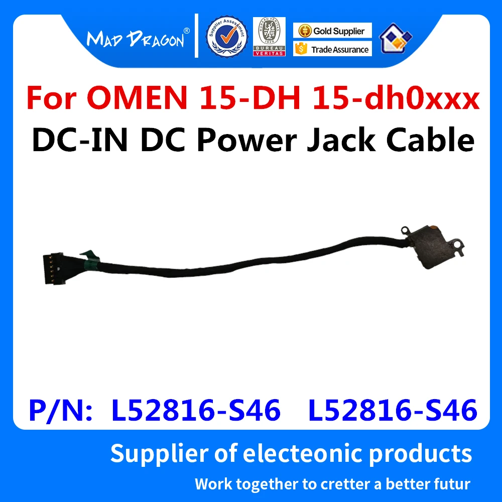 Nou, Original, DC IN Cable DC-DC Power Jack Cablu Pentru HP OMEN-15-DH 15-dh0xxx 15-dh0005xx 15DH-0136TX 15-dh0005TX L52816-S46 0