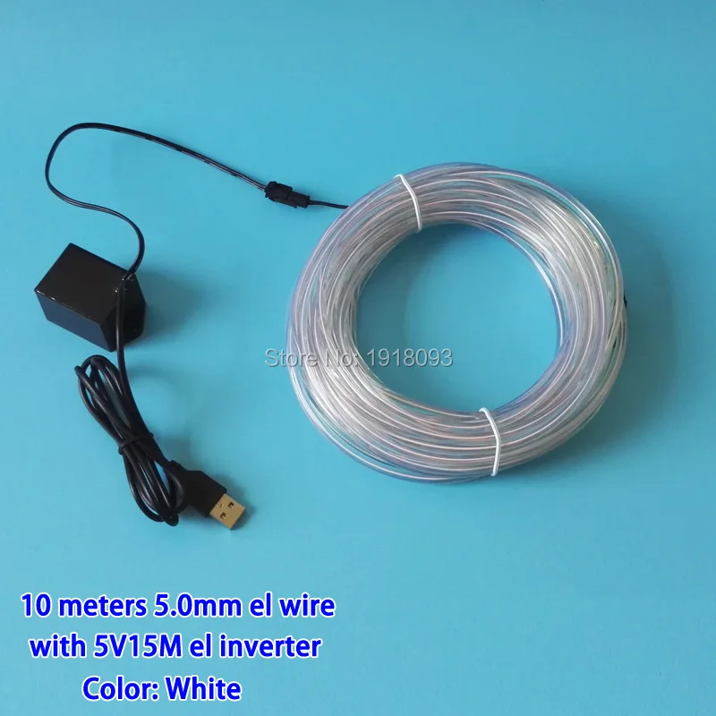 10 culoare Opțional 5.0 mm 10Meter Casa decorative USB Alimentat Flexibil EL Wire neon sârmă de Lumină LED fir la Modă Benzi cu LED-uri 1
