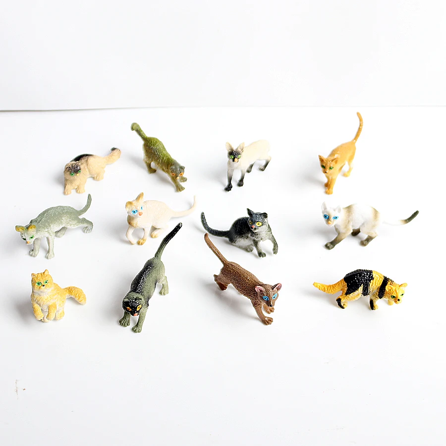 12PCS Cat Realist Figurine,Animale, Pisica Personaje Jucării Figura de Colectare Playset de Învățământ Pisica Cifre Jucarie Cadou pentru Copii 1