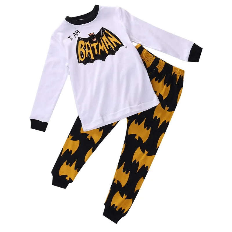 2-8Y Baieti Copii Copii Batman desen Animat de îmbrăcăminte de noapte Seturi de Pijamale de Iarnă de Bumbac, Pijamale 2 buc Seturi Casual 1