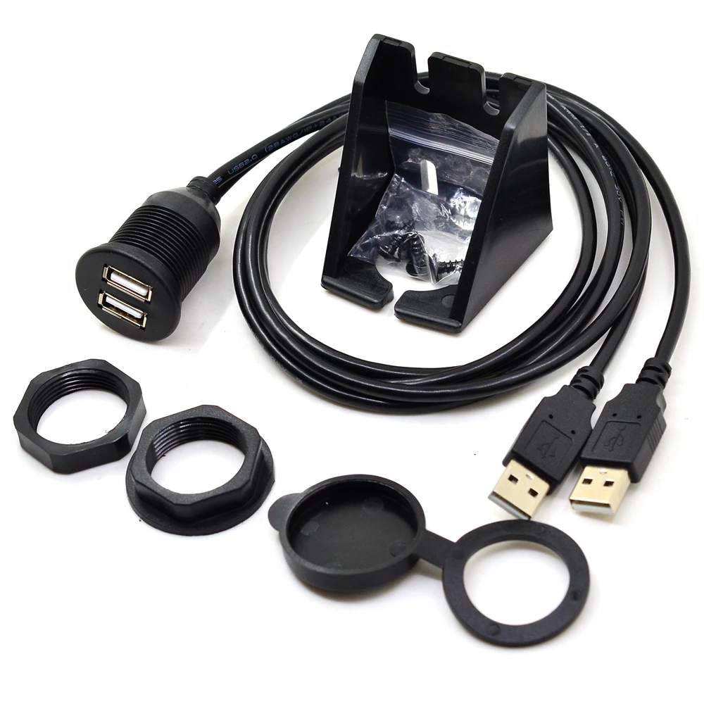 2 Porturi Dual USB 2.0 USB 3.0 de sex masculin la feminin AUX Flush Mount Mașină de Montare Cablu de Extensie Pentru Camion, Barca, Motocicleta Panoul de Bord 1