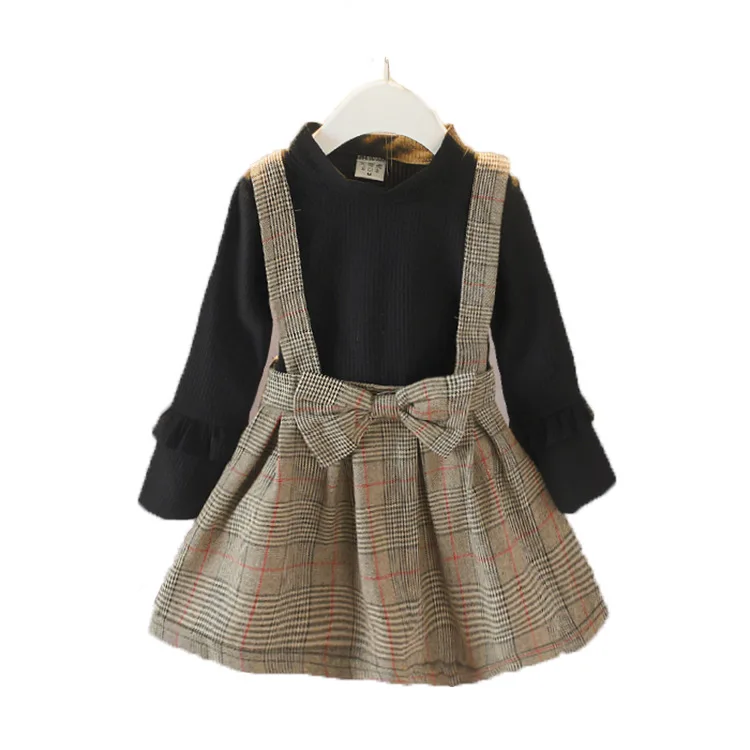 2019 Moda Tricotate Copilul Fete De Iarnă Rochie Carouri Maneca Lunga Haină De Costum Printesa Pentru Fete Costume Copii Rochie De Printesa 1