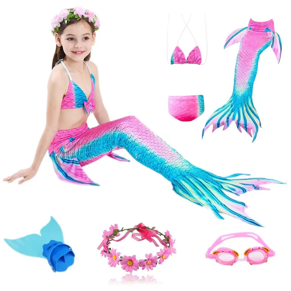 2020 Nou 3Pcs/Set Copii cu Coada de Sirena costum de Baie Copii sirena costume de baie pentru copii costume de Baie Bikini Costum de Baie Monofin Costume de baie 1