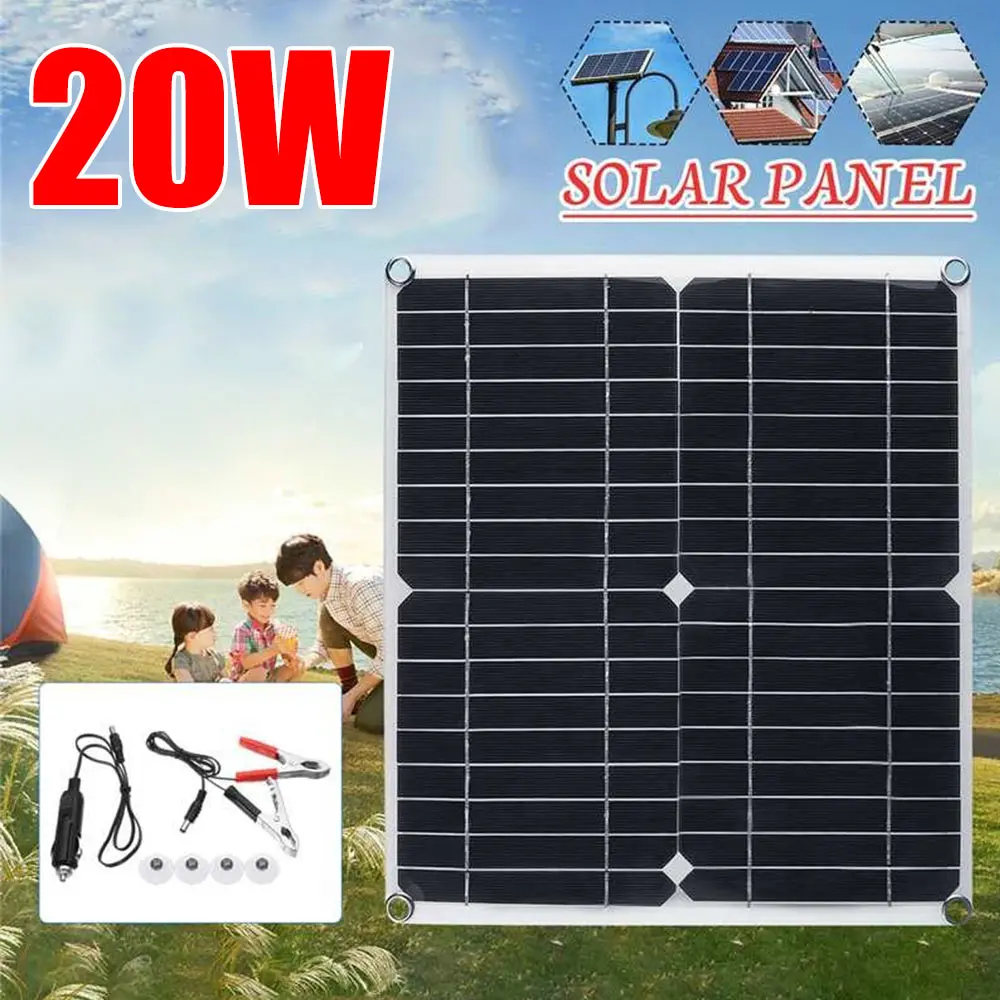 20W 5V Panou Solar cu baterie Clip rezistent la apa Poate Plasate În aer liber Portabil cu Panou Solar de Alimentare USB de Încărcare Bord Încărca Telefonul 1