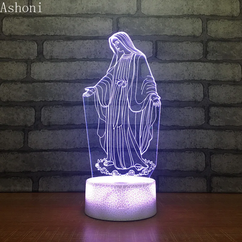3D Acrilice LED Noapte Lumina sfintei Fecioare Maria Tactil 7 Culori Schimbare, Birou Lampă de Masă Petrecere Lumină Decorativă de Crăciun Cadou 1