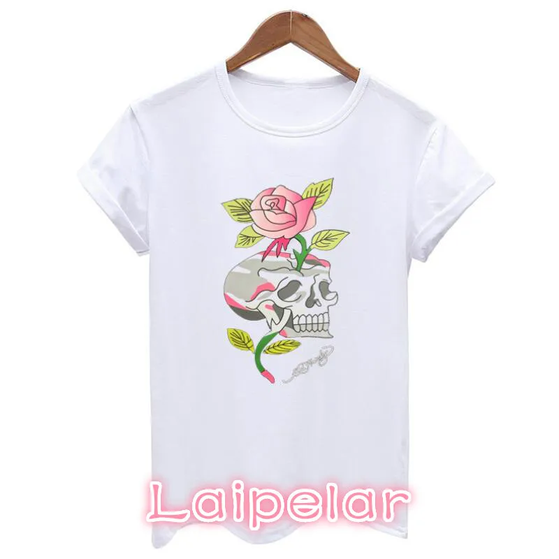 3D Skull print T Shirt Femei Elegante Marca Lady Haine Bluze Casual Tricouri Blusa O Femeie Gât T-shirt pentru fete Laipelar 1