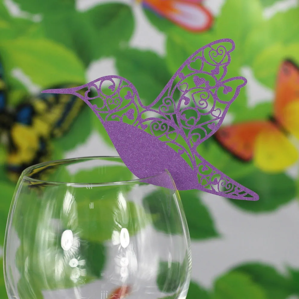 50 BUC Delicate Păsări Sculptate cu Laser Tăiat Pahar de Vin Card de Creație a Avut ca Decor care Doresc Carduri de Nunta, Ziua de nastere Parte Favoare 1