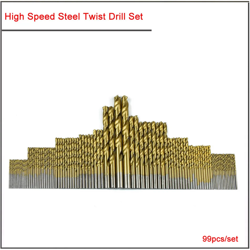50pcs/set 1.0-3.0 mm 99Pcs/set 1.5-10mm de Mare viteză din oțel titan placat cu burghiu set,HSS Direct shank twist drill 1
