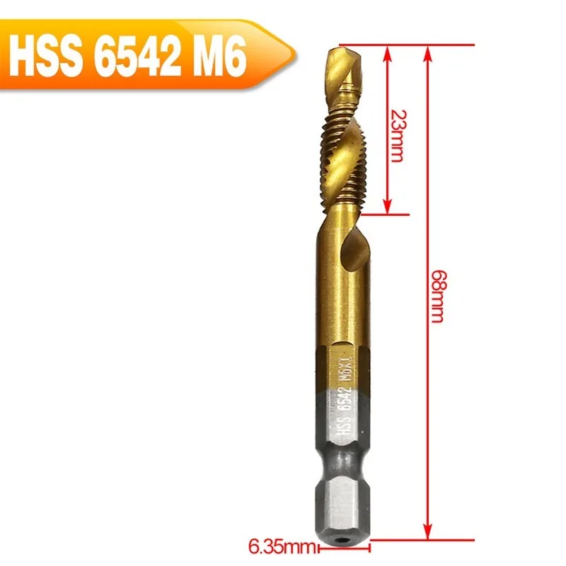 6pcs burghie HSS 4341 Șurub Punct de Spirală Fir M3 M4 M5 M6 M8 M10 pentru prelucrarea Metalelor prindere Hexagonal Mașină de Robinete Kit Metrice Plug 1