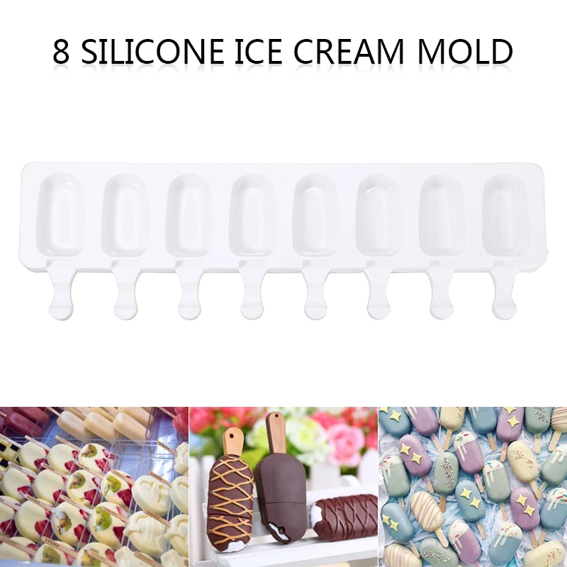 8 Cavitatea Silicon Ice Cream Bar Mucegai Înghețată Înghețată Mucegai DIY Acasă Înghețată Înghețată de Suc de Iaurt Filtru Reutilizabil 1