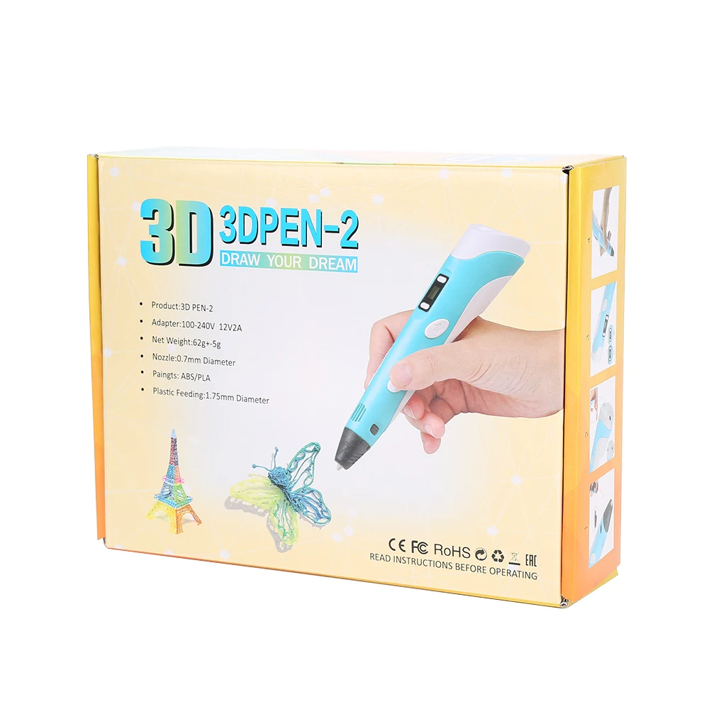 Al 2-lea GEN de Imprimare 3D Pen 1,75 mm Crafting Modelare LED Filament PLA Arte Desen 3D Arte Imprimare Pen 1