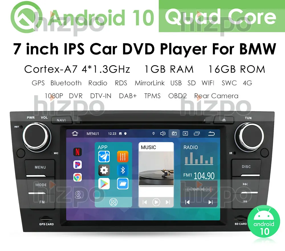Android 10 1G 16G Car DVD Player Pentru BMW Seria 3 E90/E91/E92/E93 GPS-ul stereo de navigare ecran multimedia capul unitate dvd 1