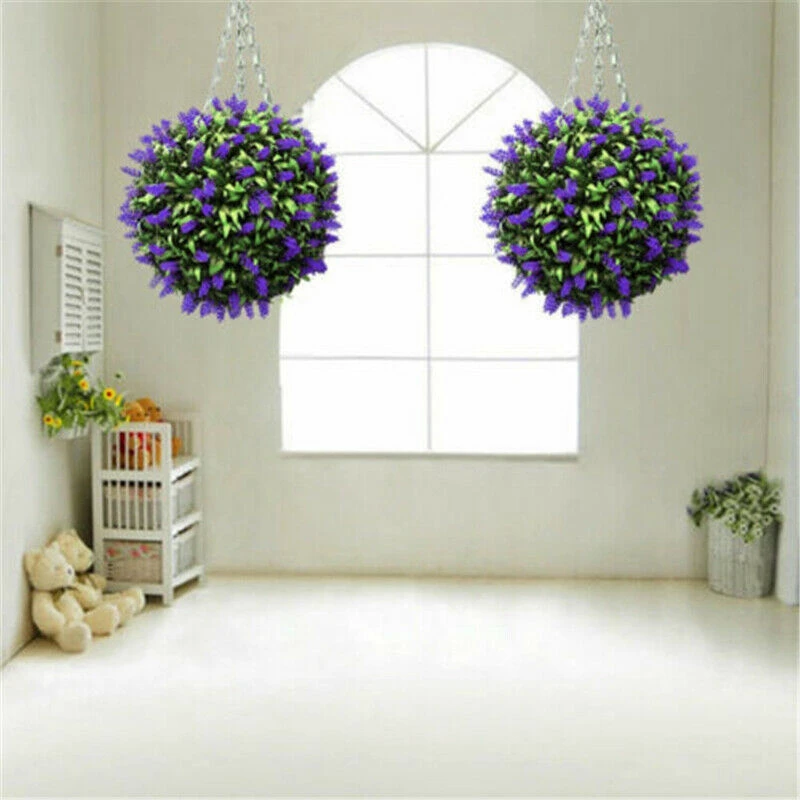 Artificiale Violet Lavanda Agățat arta Topiata Minge de Flori de Plante Decor Coș Ghiveci 30cm 1