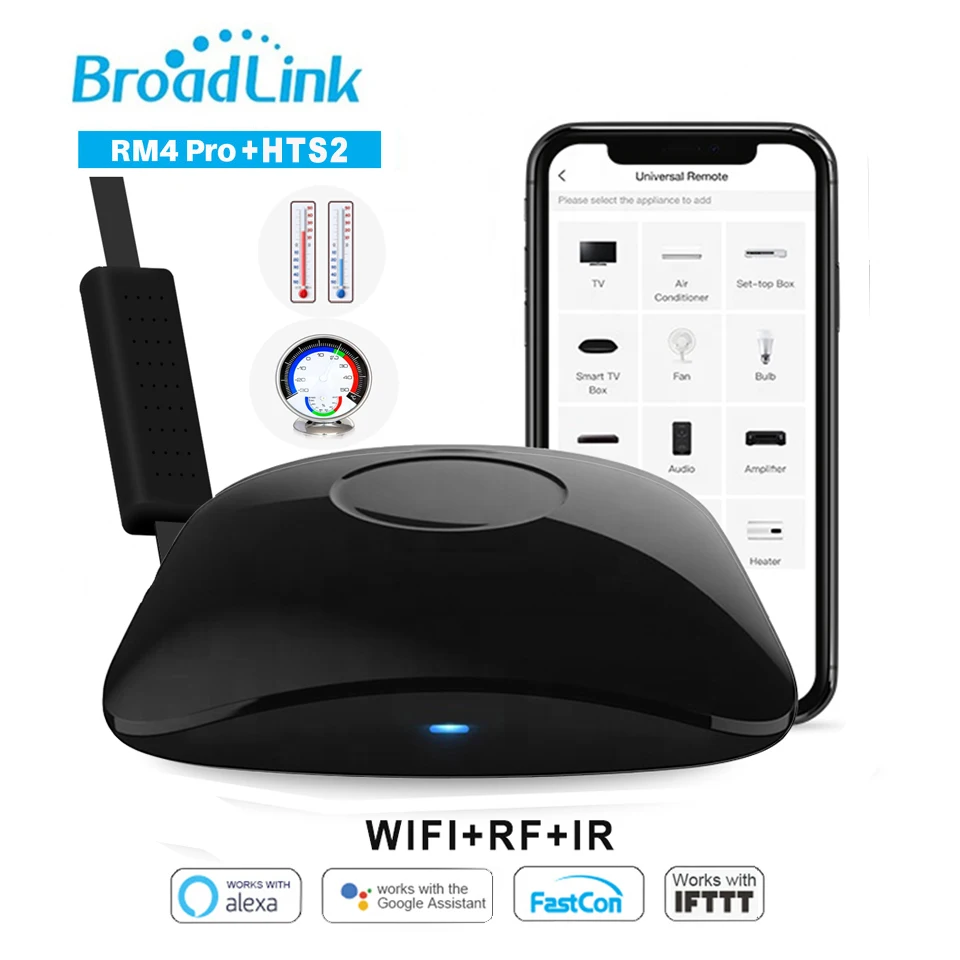 Broadlink RM4 Pro Con Wifi IR RF Universal Remote Controller Inteligent de Automatizare Acasă Lucrări HTS2 de Temperatură senzor de Umiditate 1