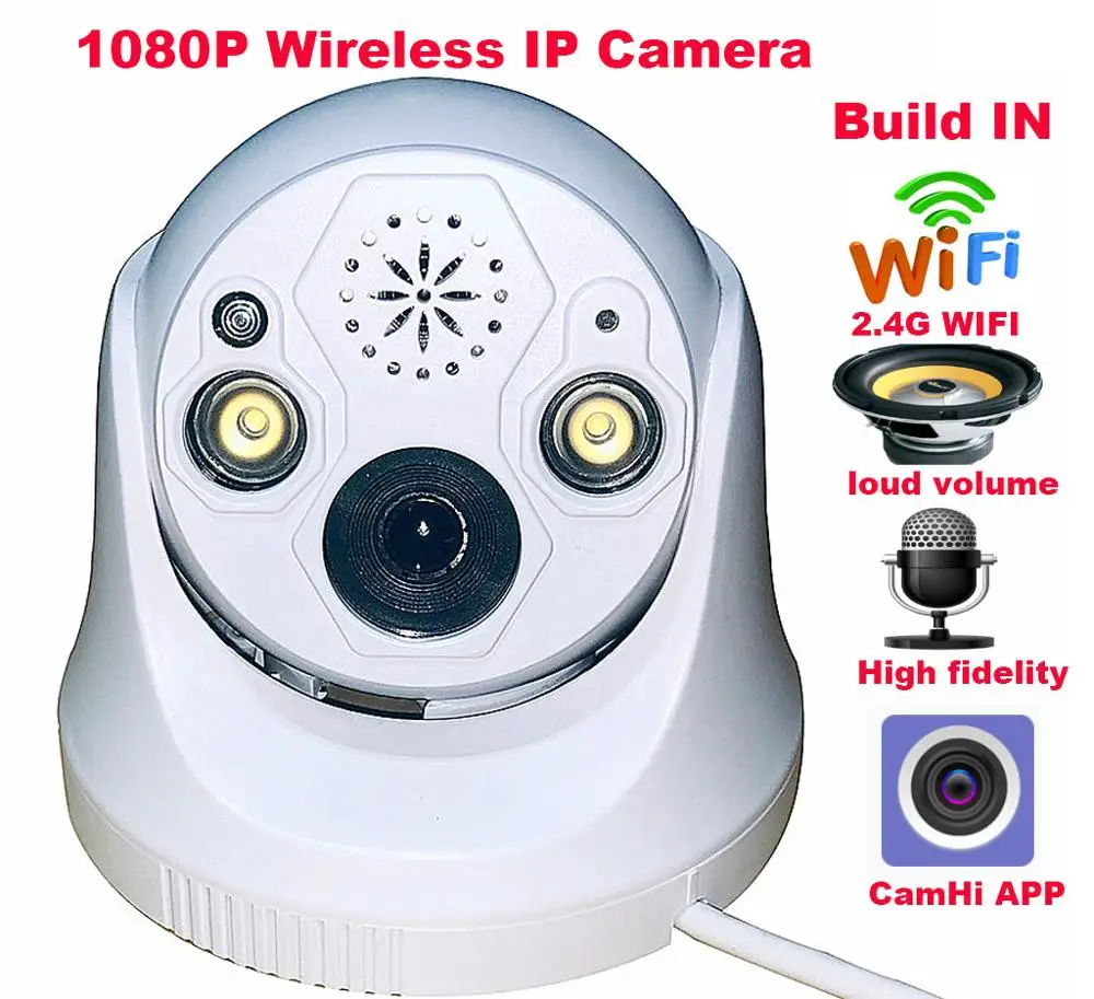 CamHi Wireless WiFi 1920*1080P 2.0 MP dome IP Camera Slot pentru Card SD ONVIF difuzor Microfon 2 Mod de Înregistrare Audio Slot pentru Card SD 1