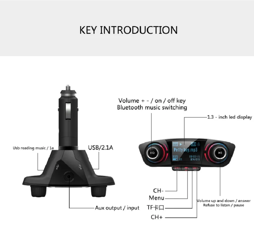 Car Audio MP3 Player Handsfree Wireless Kit Bluetooth Transmițător FM LCD AUX Juca Inteligent de Încărcare Dual USB Masina Încărcător 1