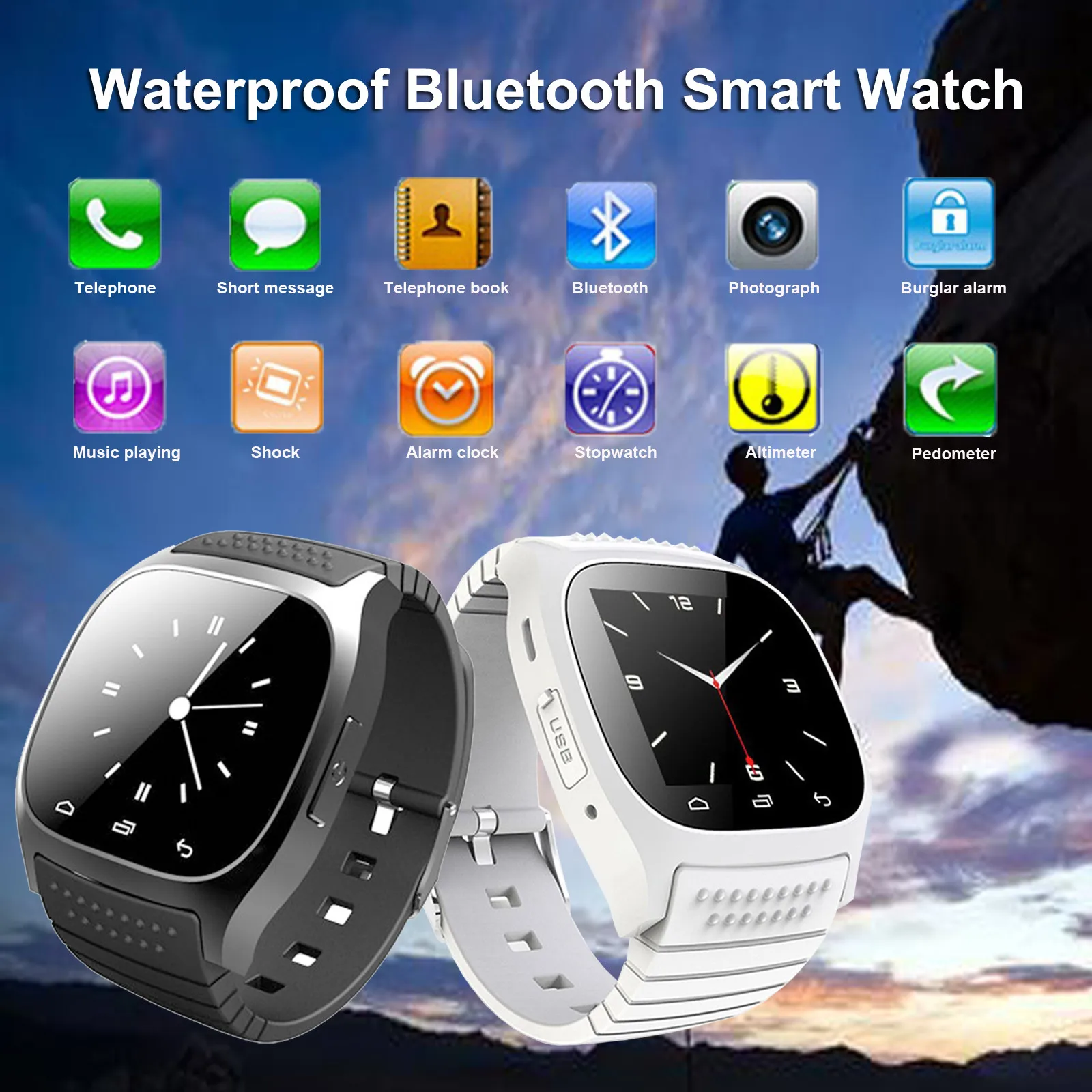 Cele mai noi Impermeabil Bluetooth Ceas Inteligent Pentru Android Samsung HTC Iphone IOS Monitor de Ritm Cardiac Apel Muzica Watch Pentru Barbati Femei 1