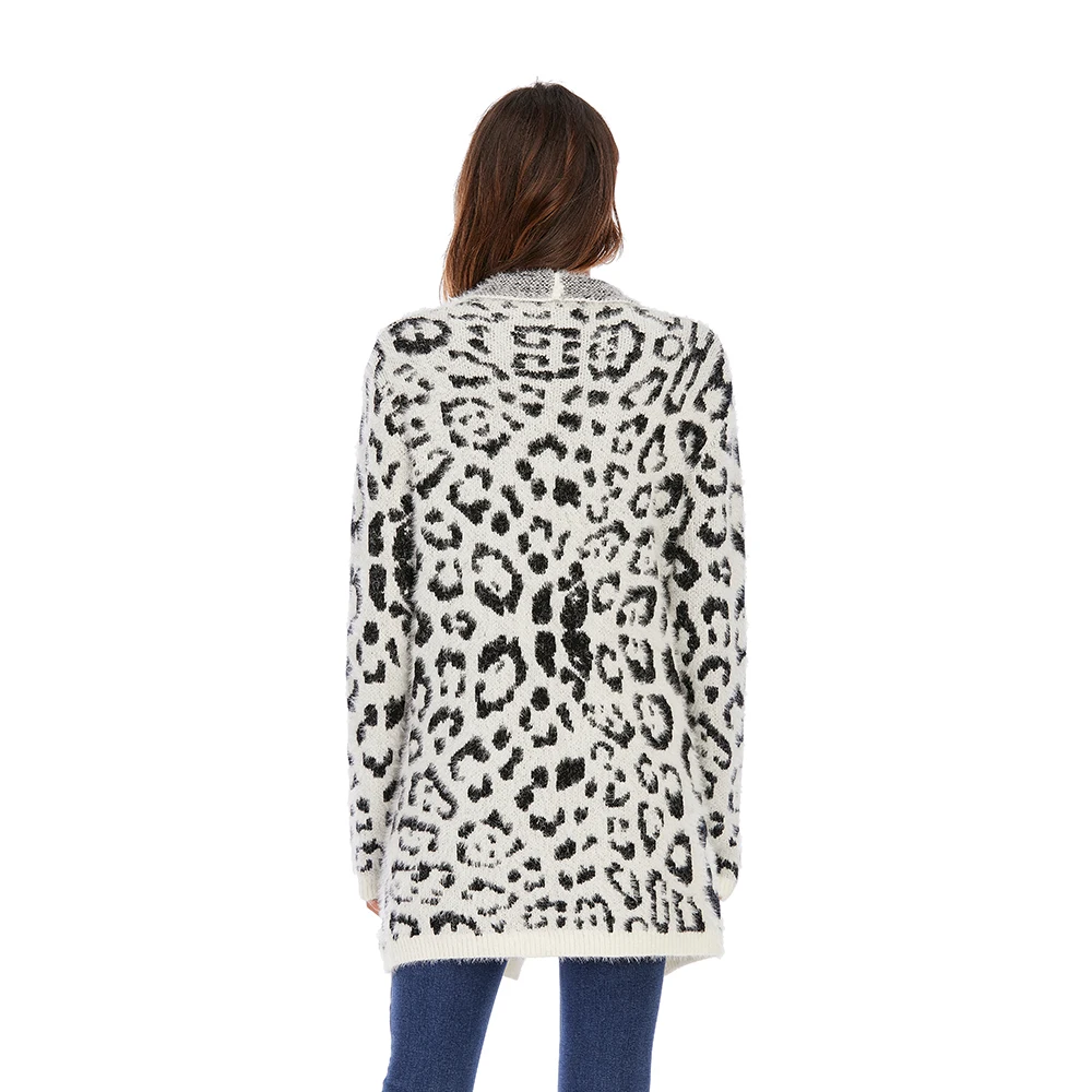 CGYY Femei 2020 Toamna Iarna Toamna Leopard de Imprimare Sacou Tricot Cardigan Lung Pulover Vrac Casual Uza Haina Plus Dimensiune 1