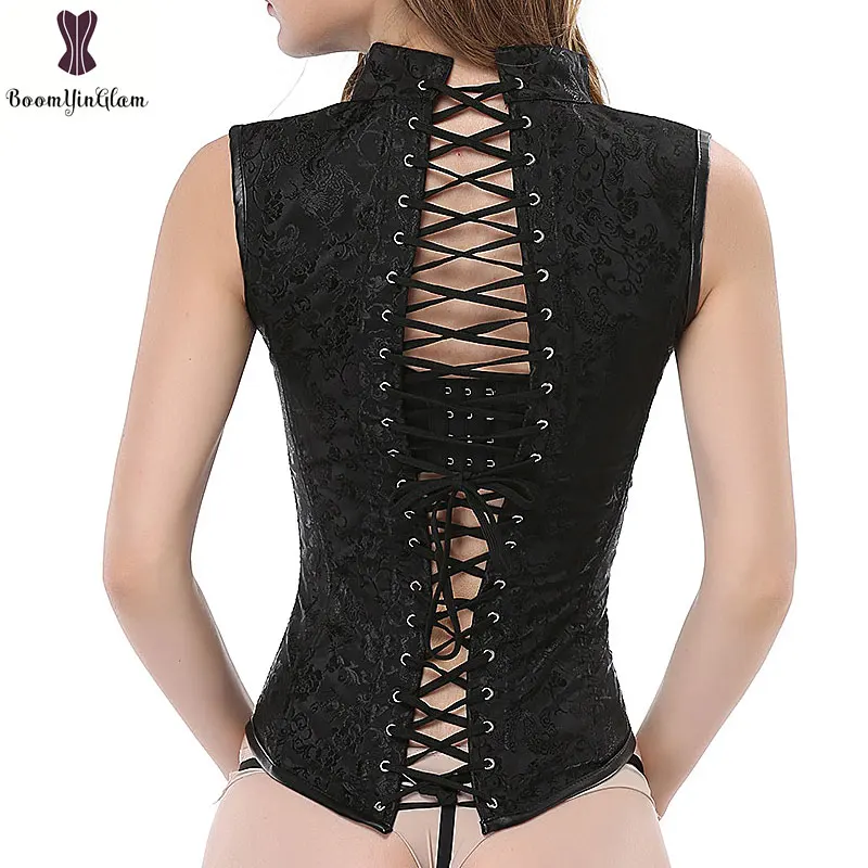 De înaltă calitate, curele de 5 rânduri de blocare steampunk corset din brocart corpul shaperwear îmbrăcăminte vesta talie antrenor Gotic Haina de zale 1