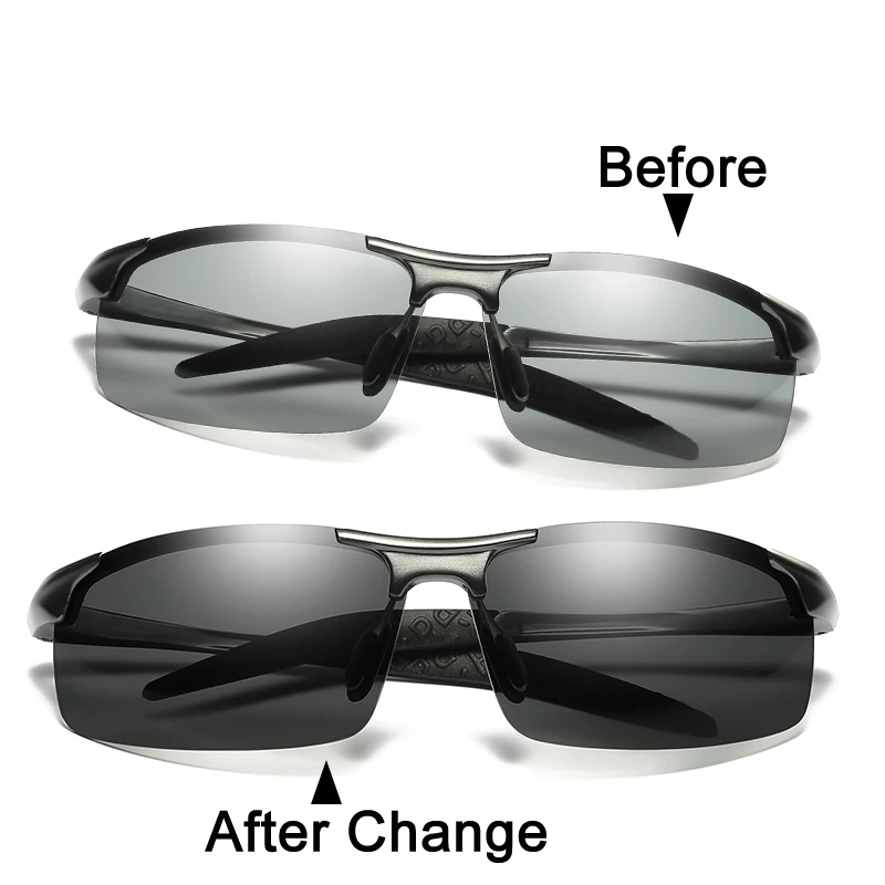Din Aliaj de aluminiu Fotocromatică Bărbați ochelari de Soare Polarizat de Conducere de Zi și de Noapte Viziune Ochelari de protecție Decolora Ochelari de Soare Eyeglasses8177BS 1