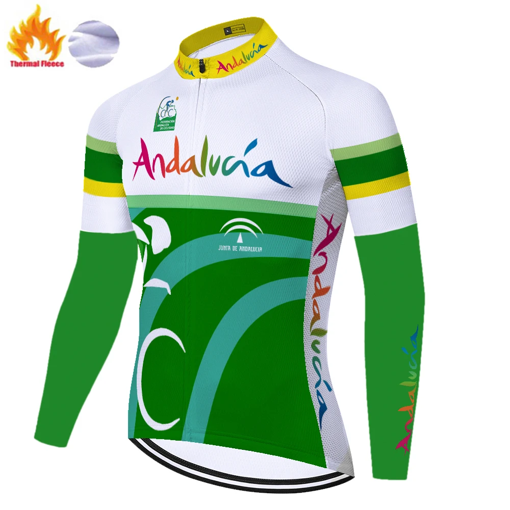 Echipa ANDALUCIA ciclism jersey 2020 Termică Iarna Fleece camisa de ciclismo bicicleta jersey equipamento ciclismo homem 1