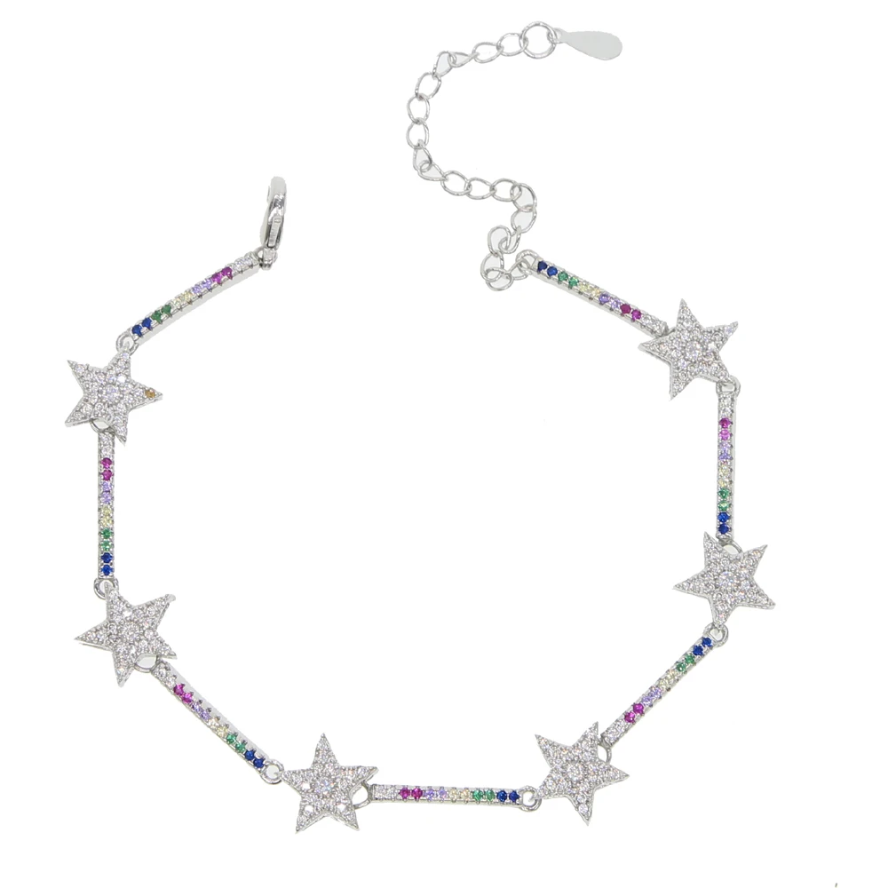 Fermecător Sclav Brățară de Lanț Pentru Femei Rainbow Star Bratari Brățară Strălucitoare de Cristal CZ Elegant de Bijuterii de Lux Ladis Femme Cadouri 1
