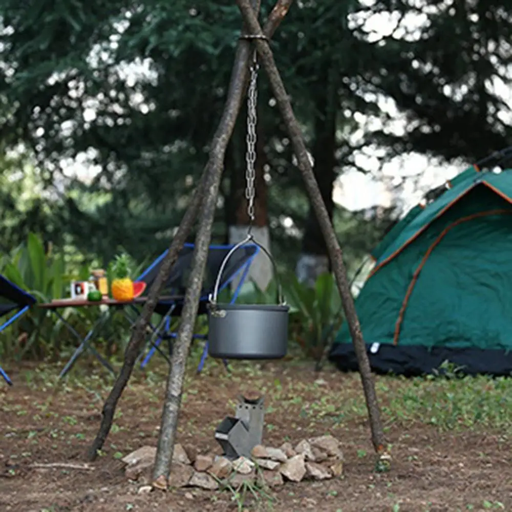GRĂTAR în aer liber Camping Inel cu Cârlig din Oțel Inoxidabil Cuier de Camping pentru Foc Perdeaua Oală foc de Tabara Vase 1