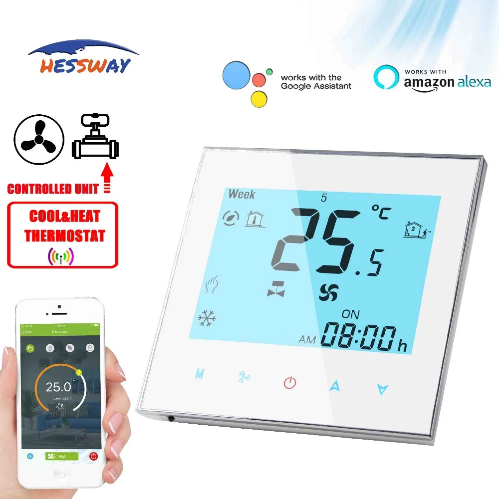 HESSWAY TUYA 2PIPE comutator de temperatura termostat WIFI pentru 0-10V proporțională integrală vavle&fan 1