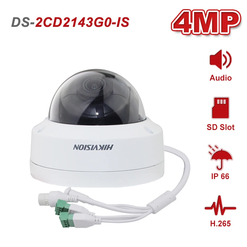 Hikvision 4MP 2.8/4mm Lentile Fixe Dome Camera IP de Rețea DS-2CD2143G0-ESTE rezistent la Intemperii IP67 Viziune de Noapte IR Distanta de 30m H. 265+ 1
