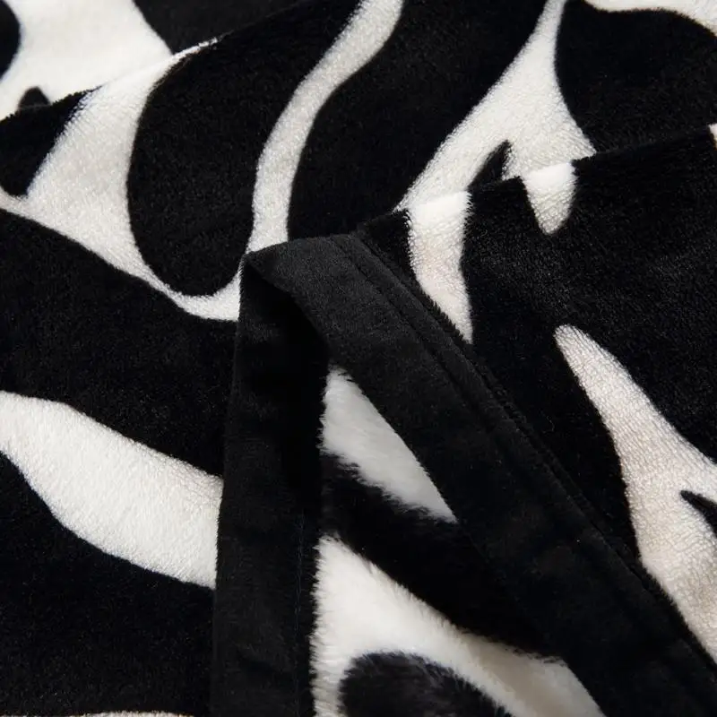 J Super Confortabil Moale Nurca Împâslire Pătură Zebra Cu Dungi Model Floral Pătură Aruncată Pe Canapea / Pat / Călătorie Respirabil 1
