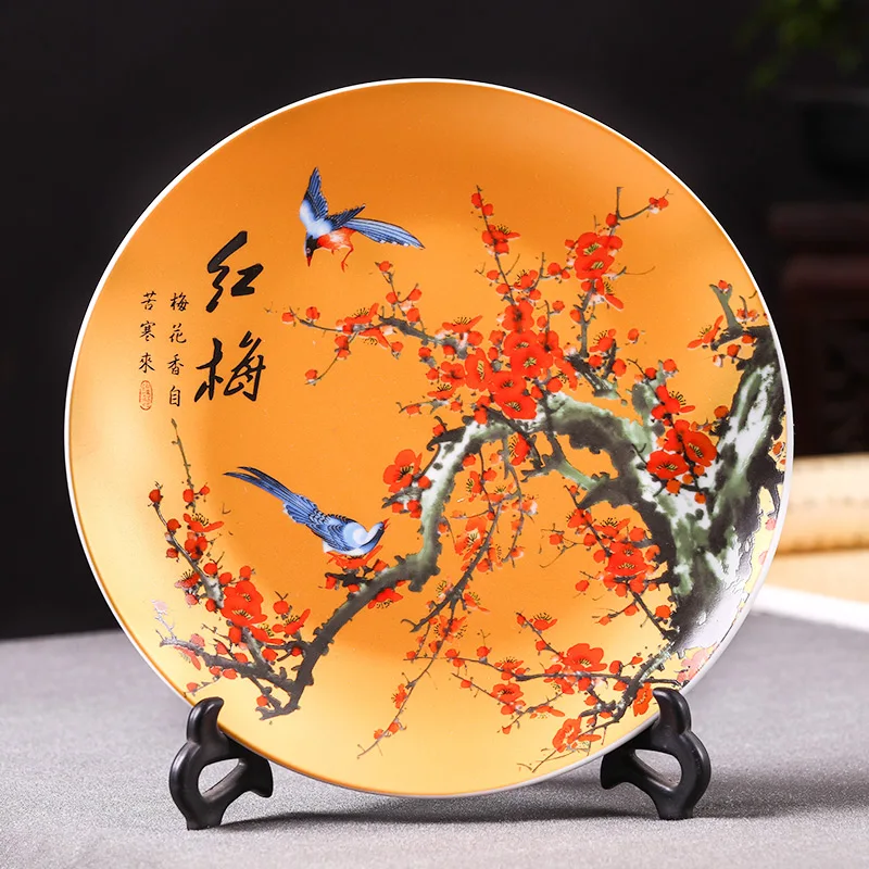 Jingdezhen Ceramică Agățat Farfurie Farfurie Decorativa, Prune, Orhidee, Bambus, Crizanteme Vin din China Cabinet TV Ornament 1