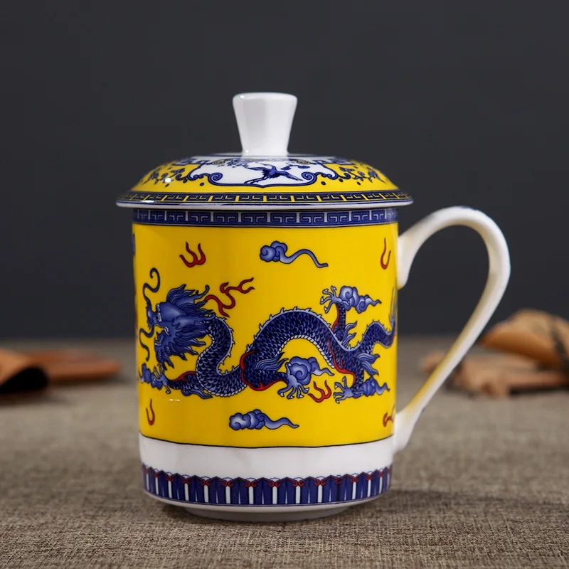 Jingdezhen porțelan ceramică cupe mari cu capac drinkware cană de Porțelan întâlnire cadou cana de Birou despre 500ml 1