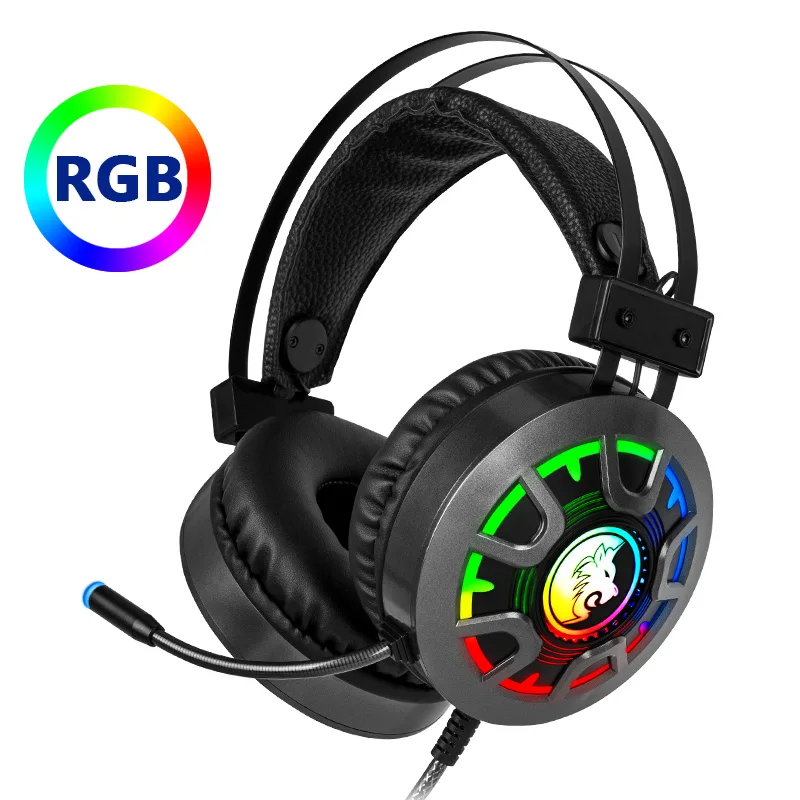 Jocuri cu Cască Căști cu Microfon Depp Bass Sunet Surround RGB Lumina de 3.5 mm cu Fir pentru PC si PS4 Gamer Profesionist 1