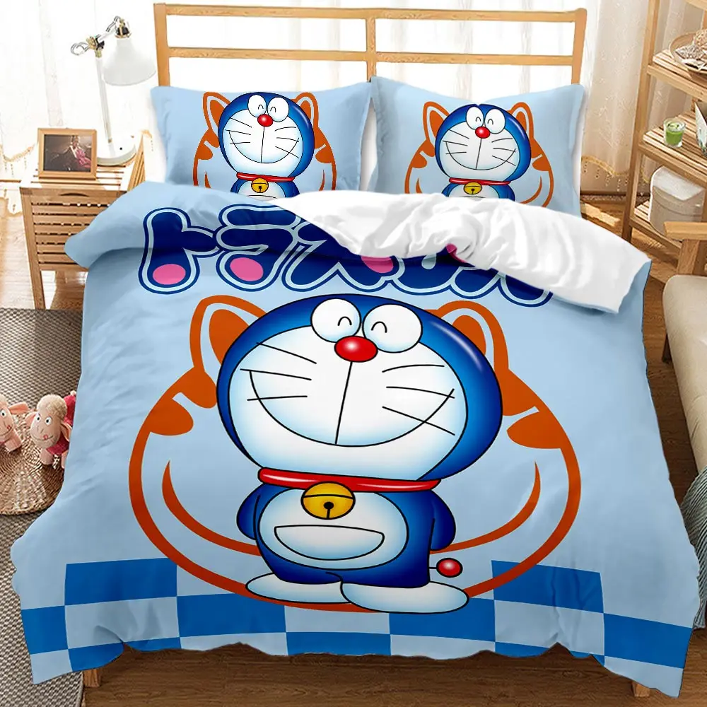 Kawaii anime Japonez Doraemon lenjerie de pat copii fete culoare roz de lux carpetă acopere set de lenjerie de pat king queen twin fular set full size 1