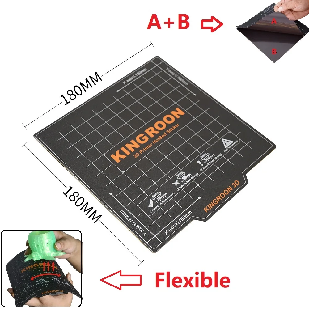 MEGA 2SETS 180*180mm Focar Autocolante Magnetice 2Layers Imprimare Îndepărtarea Suprafață Flexibilă pentru Imprimantă 3D Platformă KingRoon Construi KP3S 1