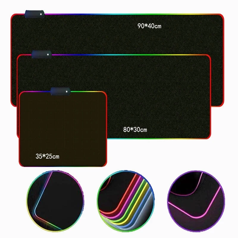 Model negru Mouse pad gaming accesorii Calculator RGB Joc de 7 Color viteza de mini pc-ul cu tastatura de Birou Play Mat, cu iluminare din spate mousepad 1