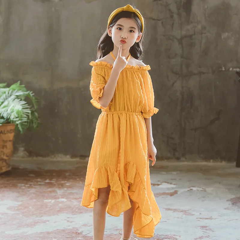 Noi 2019 Vară pentru Copii Rochii pentru Fete Neregulate Mult de Moda Printesa Rochie de Șifon Plajă Vacanță Rochie RT413 1