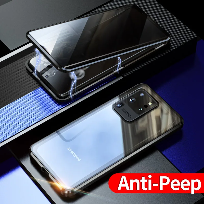 NOI Confidențialitate Magnetice Caz Pentru Samsung Galaxy Nota 20, Ultra Plus S20 S20 Magnet Metal Partea Dublu Capac Sticla 360 Caz 1