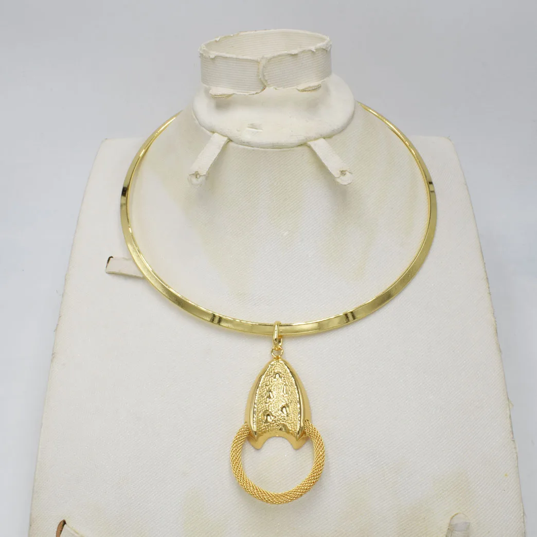 NOUL DESIGN Italia 750 de Aur de culoare Set de Bijuterii Pentru Femei africane mărgele moda bijuterii set colier cercei bijuterii 1