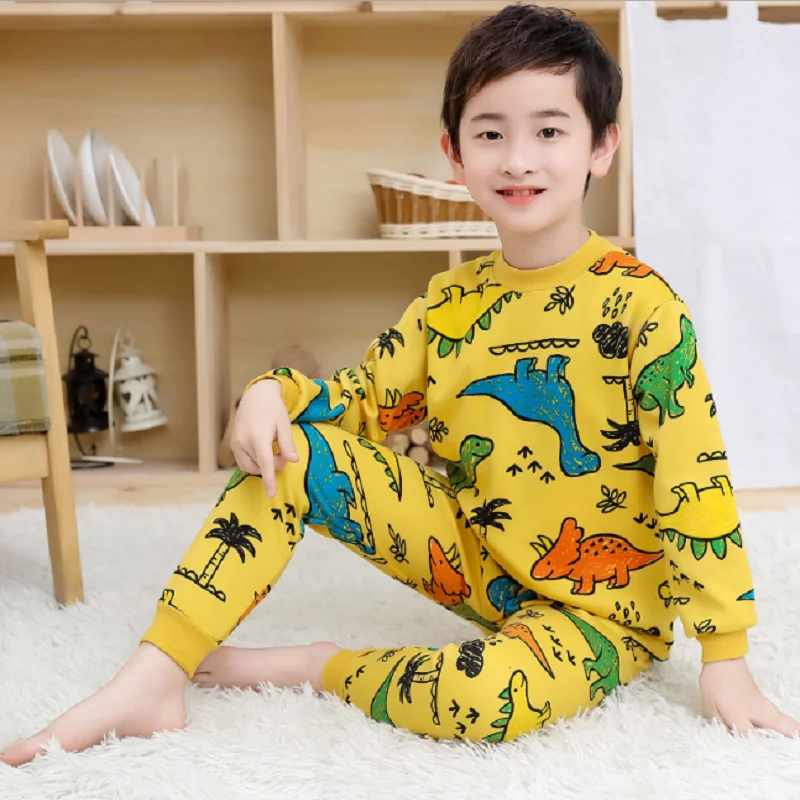 Pentru copii Lenjerie de corp Termică Costume de Copii pentru Băieți și Fete Desene animate Drăguț Set Haine de Toamna Iarna Plus Catifea Îngroșat Pijamale cu Pantaloni 1