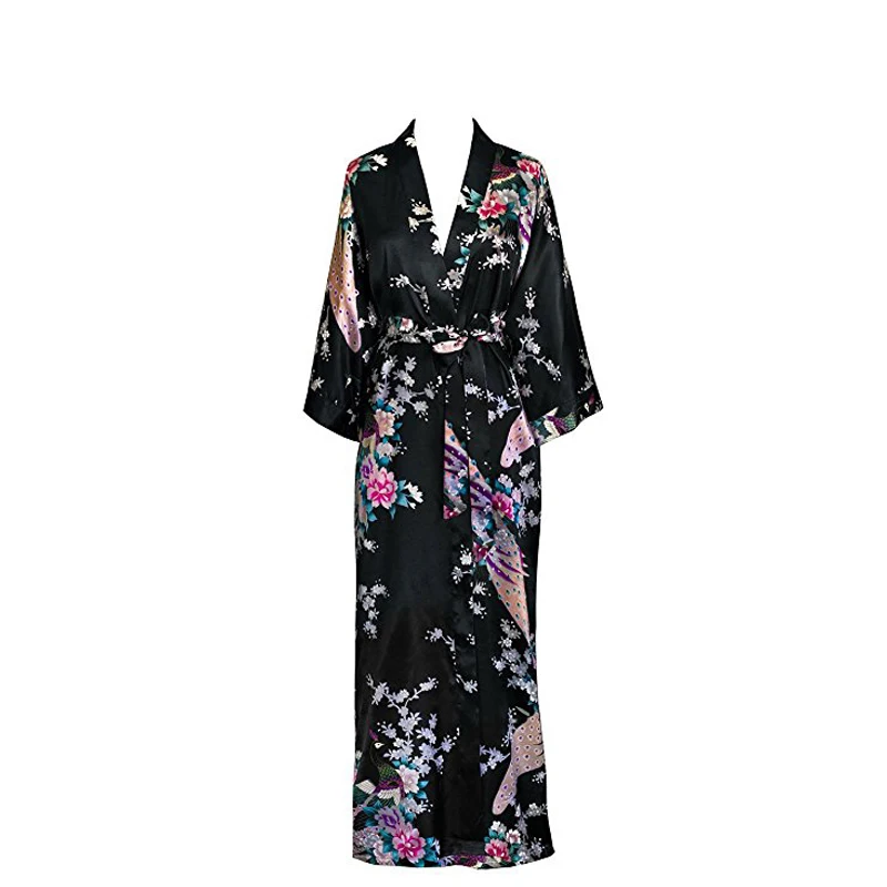 Plus Dimensiune XXXL Chineză Femei Haină Lungă de Imprimare de Flori Păun Kimono Baie, Rochie de Mireasa, domnisoara de Onoare la Nunta Halat de baie Sexy Sleepwear 1