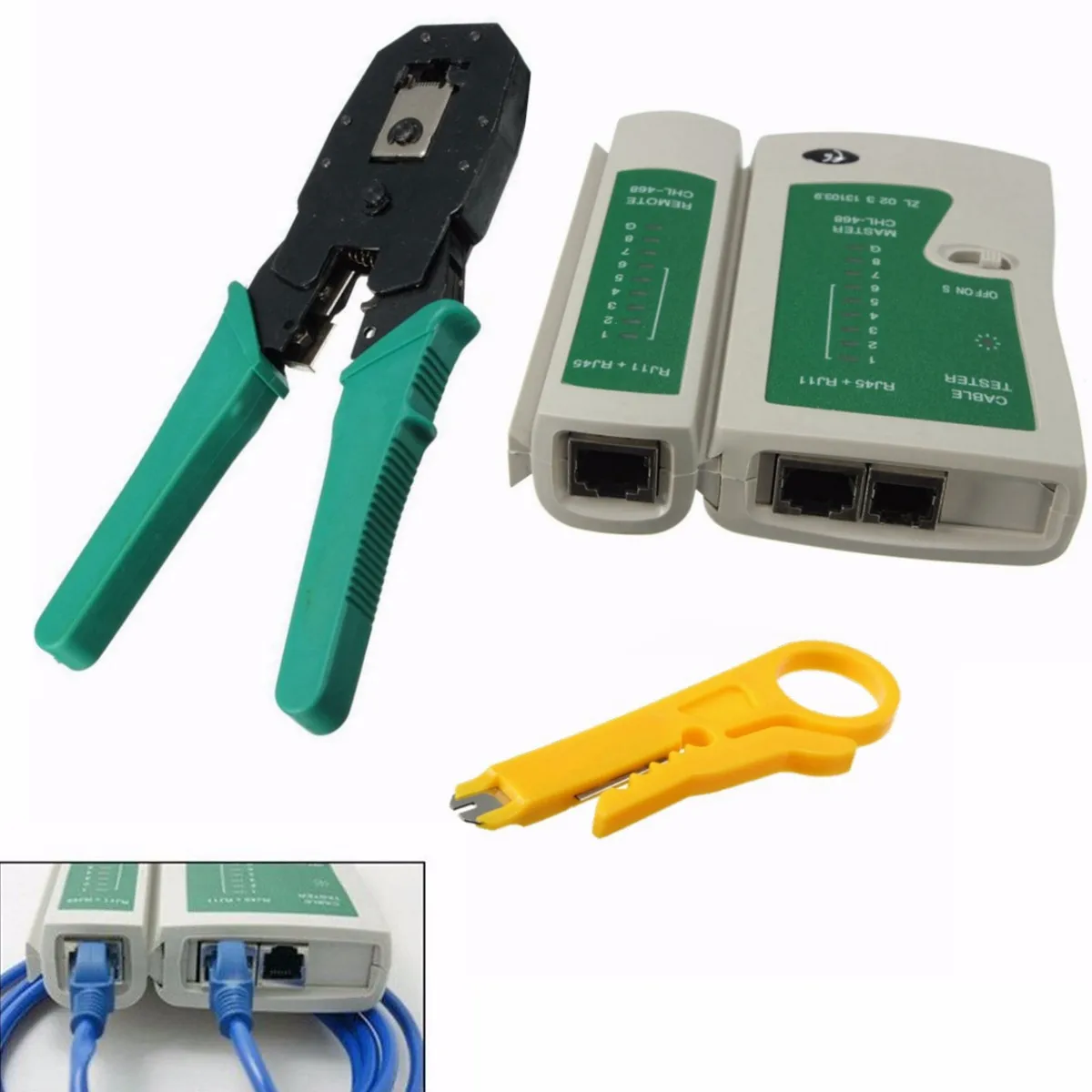 Portabil Rețea LAN Kit Utp Tester de Cablu SI Cleste de Sertizare Crimper Cleste Cu Plug Wire Stripper Clemă PC-ul de Rețea Instrument de testare 1