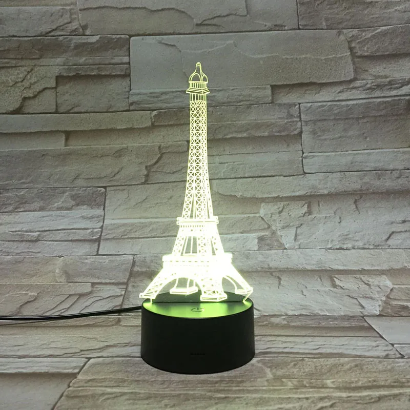 Romantic Paris Turnul Eiffel 3D USB cu LED-uri de Iluminat Decorative Cablu Atmosfera de Petrecere Noapte Lumina Multicolor Lampă de Masă daruri Minunate 1