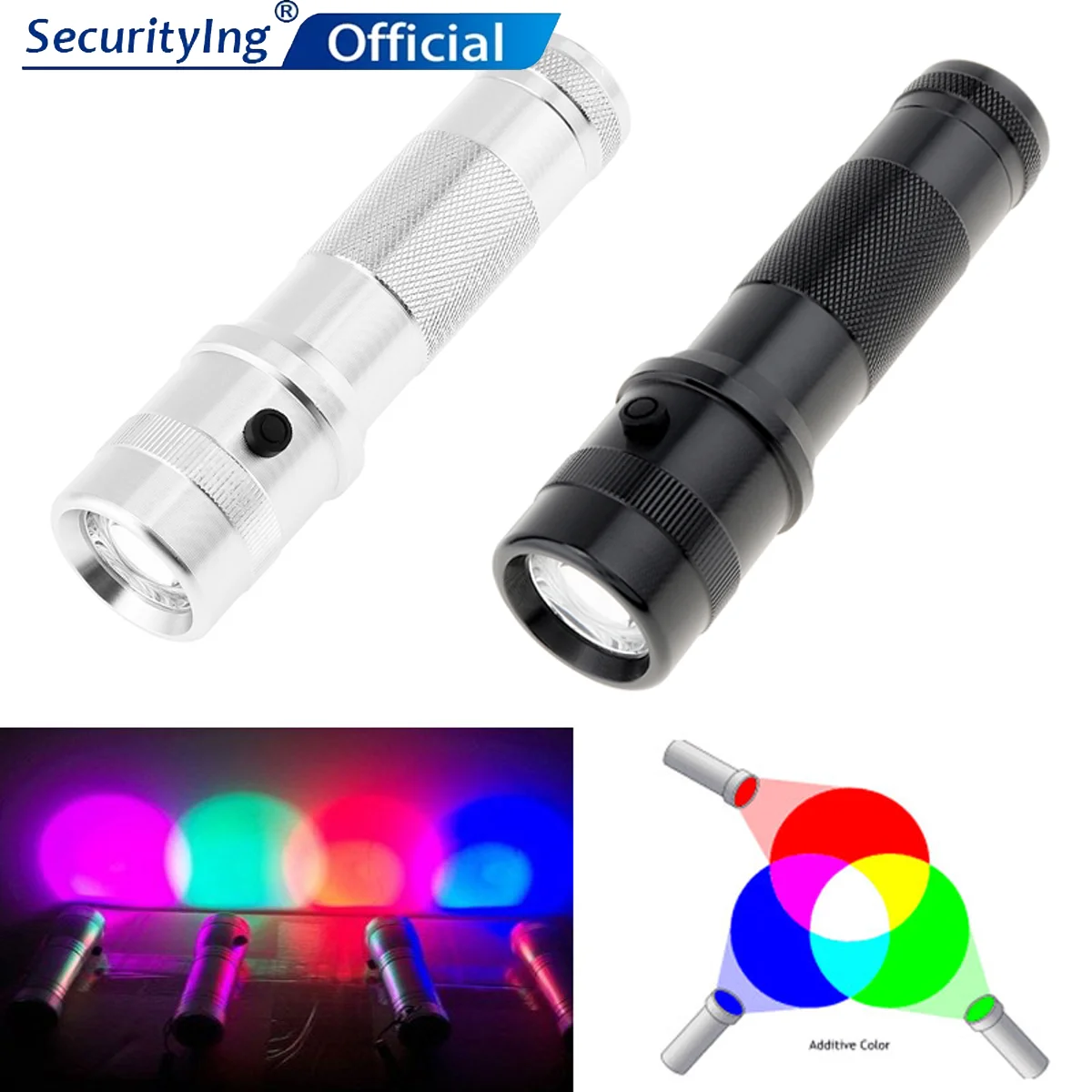 SecurityIng 10 în 1 LED Lanternă Tactică Colorshine Culoare Lumina RGB Schimbarea Edison Multicolor Lanterna LED-uri pentru Iluminat Zilnic 1