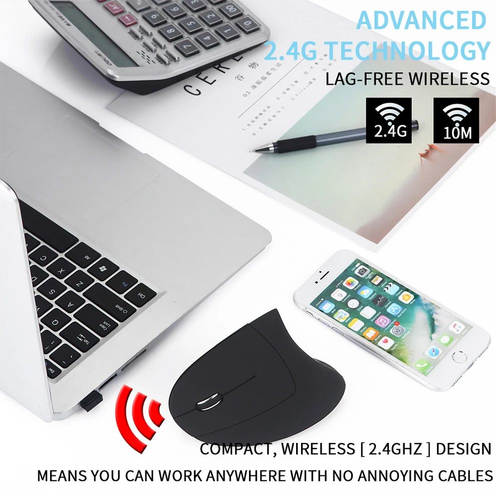 SeenDa 2.4 g Verticale Mouse-ul Wirelsss Mause Mâna Stângă Calculator Gaming mouse USB Optic Mouse-ul pentru Laptop Notebook 1