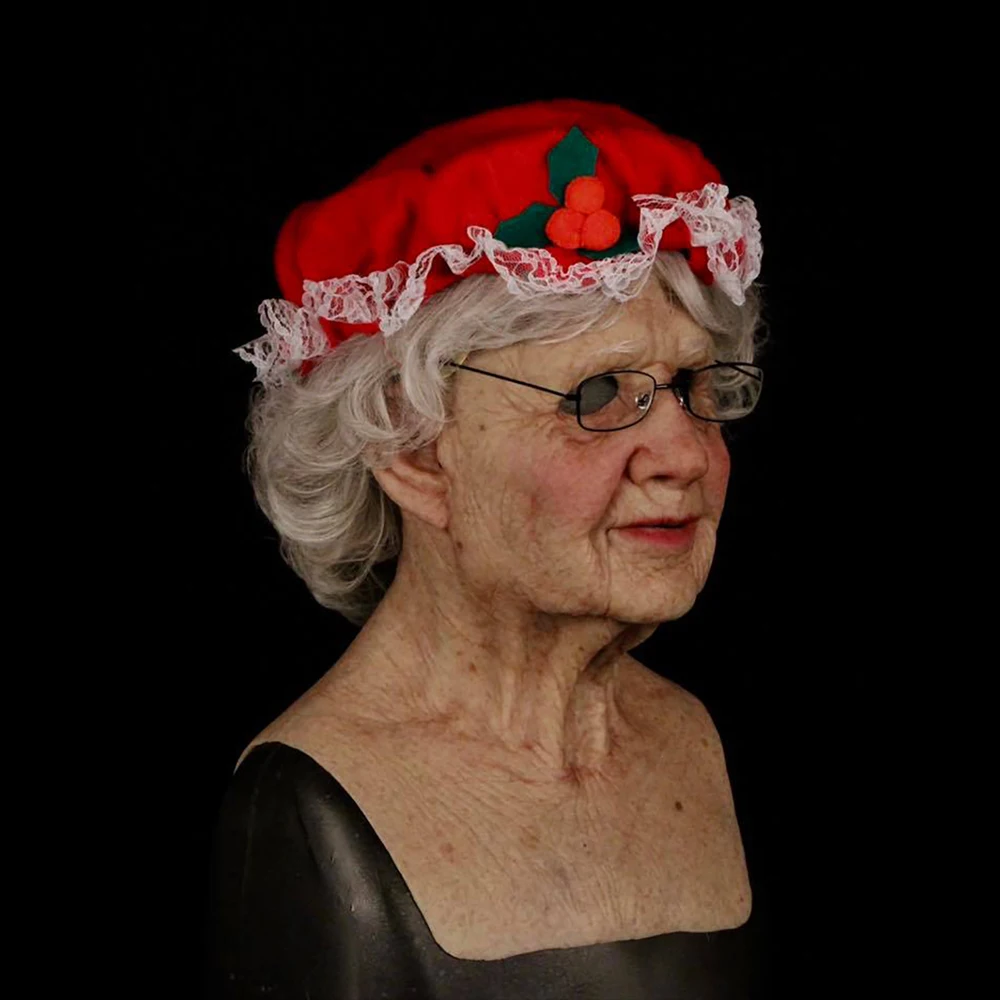Snailify Doamna Crăciun Masca Femei În Vârstă De Crăciun Cu Măști De Păr Și Pălărie De Sex Feminin Costum De Mos Craciun Pentru Anul Nou 1