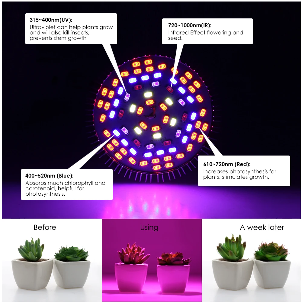 Spectru complet de Bec cu LED pentru Cresterea Plantelor 6W 10W 30W 50W 80W Phytolamp E27 Becuri UV pentru Plante Flori Răsaduri Cresc Cort 1