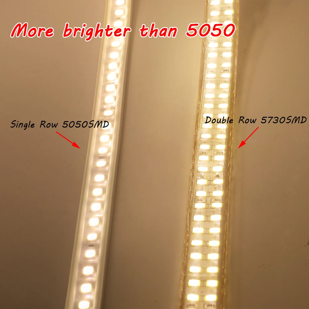 Super-Luminos 5730 LED Strip Lumină 220V Rând Dublu de 240 LED-uri Tub Flexibil Lampa Impermeabil Estompat de Iluminat Acasă, NE-UE din marea BRITANIE AU Kit 1